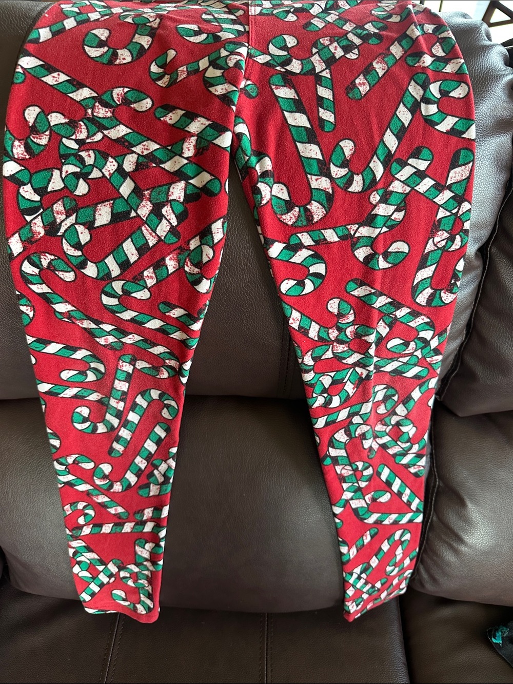 Red Candy Cane Holiday Leggings